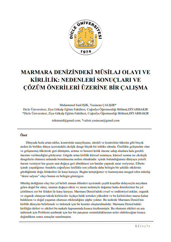 Marmara Denizi'ndeki Müsilaj Olayı ve Kirlilik